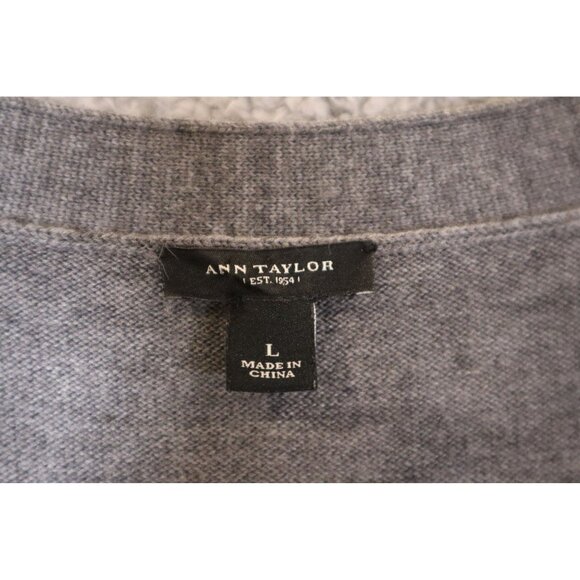 Ann Taylor women's longline boyfriend cardigan sweater in gray, size L. - Picture 3 of 9